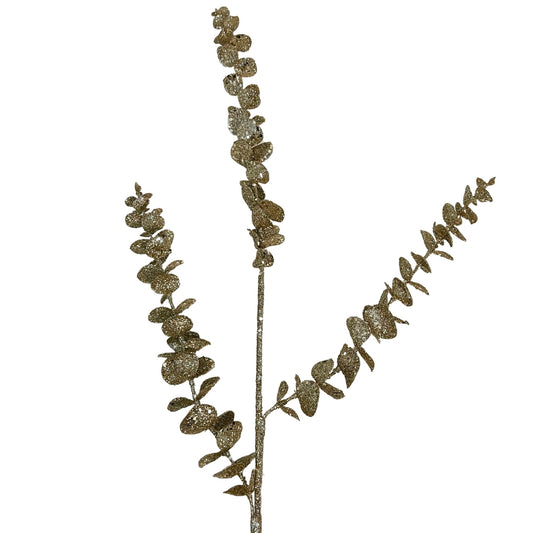 Glamorous Glittered Eucalyptus Spray - Champagne 29" | KS
