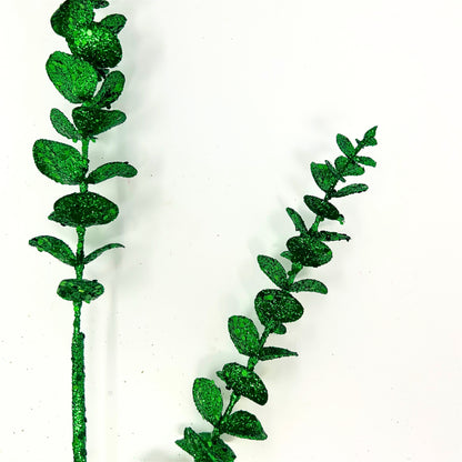 Glamorous Glittered Eucalyptus Spray - Emerald 29" |KS