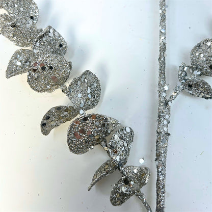 Glamorous Glittered Eucalyptus Spray - Silver 29" |KS