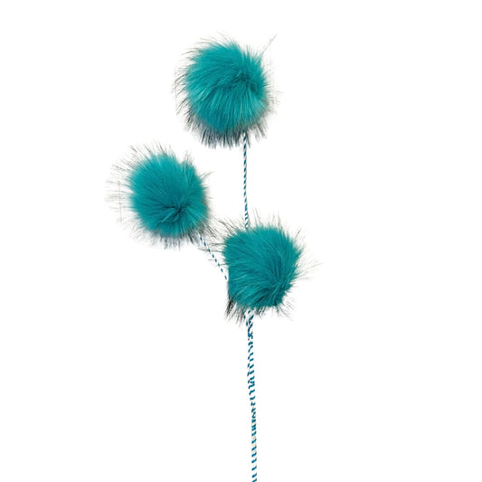 Fuzzy Truffle Trees Spray x 3 pom poms- Blue 36” |KS