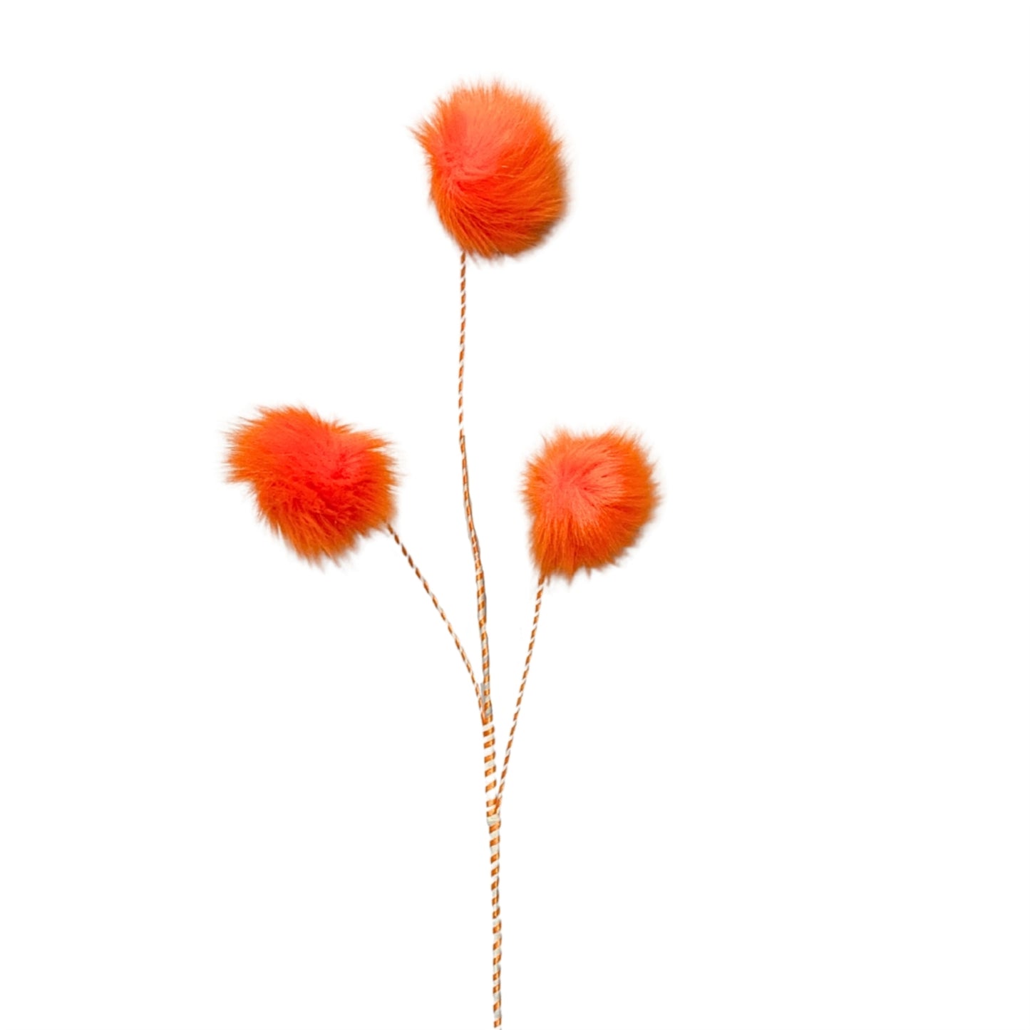 Fuzzy Truffle Trees Spray with 3 pom poms - Orange 36” |KS