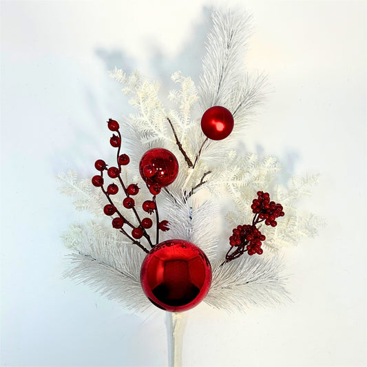 Frozen Pine w/ Red Berries and Balls Spray 29” |KS