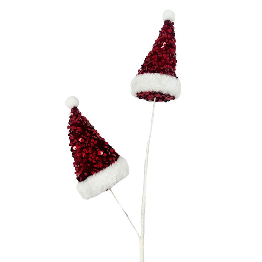 HO HO's Sequin Hat Spray x 2 - Red/White 29” | KS