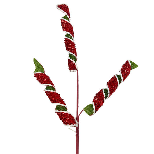 Santa's Sequin Twist Spray - Red/Green 32” | KS
