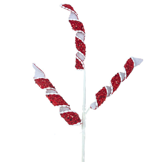 Santa's Sequin Twist Spray - Red/White 32” | KS