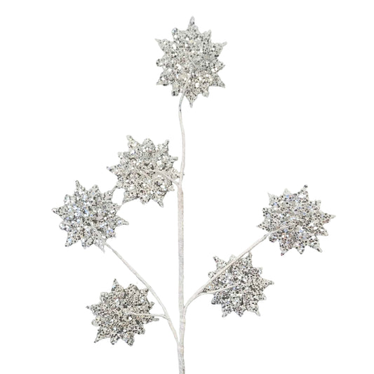 Glitter Snowflake Spray - White/Silver 30.5” | KS