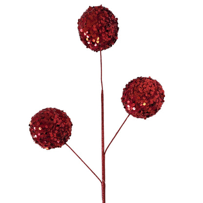 Sequin Ball Spray X 3 25" - Red | KS