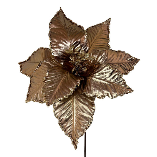 Metallic Poinsettia Eucalyptus Center Stem - Rose Gold 13” | KS