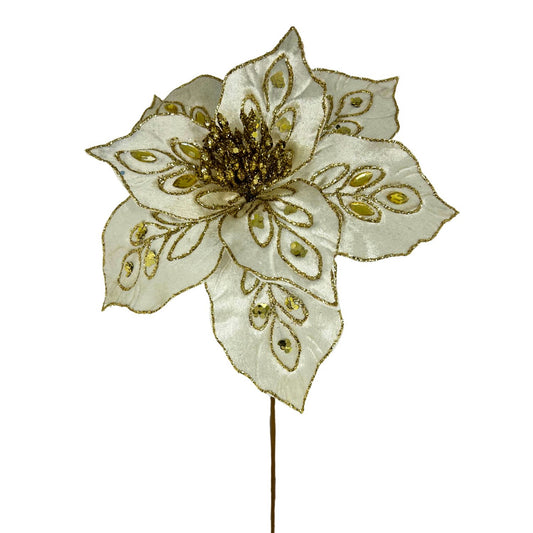 Palace Poinsettia Stem - Ivory/Gold 21” | KS