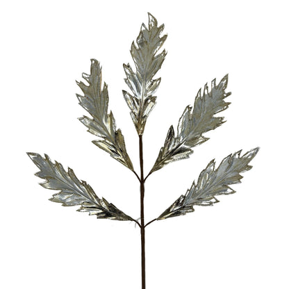 Metallic Glitter Acanthus Leaf Spray - Champagne 31" | KS