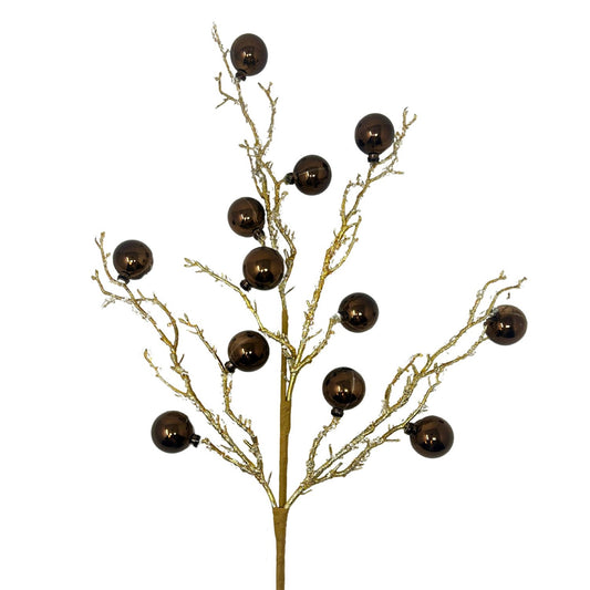 Iced Wintery Ball Spray - Coffee 26” | KS