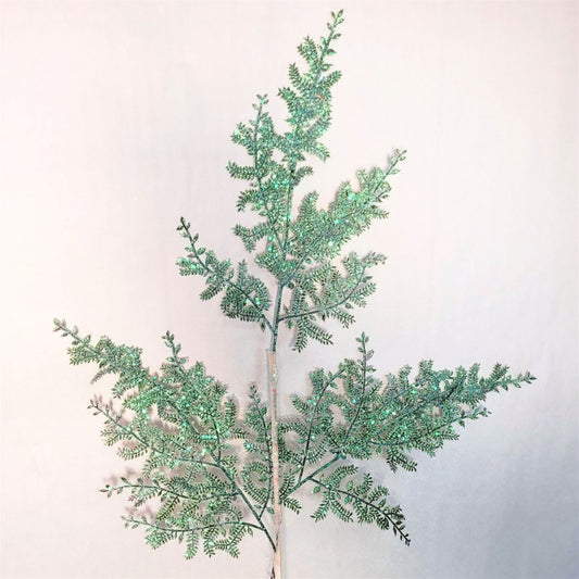 Glittered Fern Spray - Aqua/Iridescent 29” | KS
