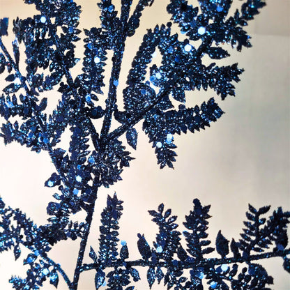 Glittered Fern Spray - Dark Blue 29” | KS
