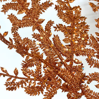 Glittered Fern Spray - Orange 29" | KS