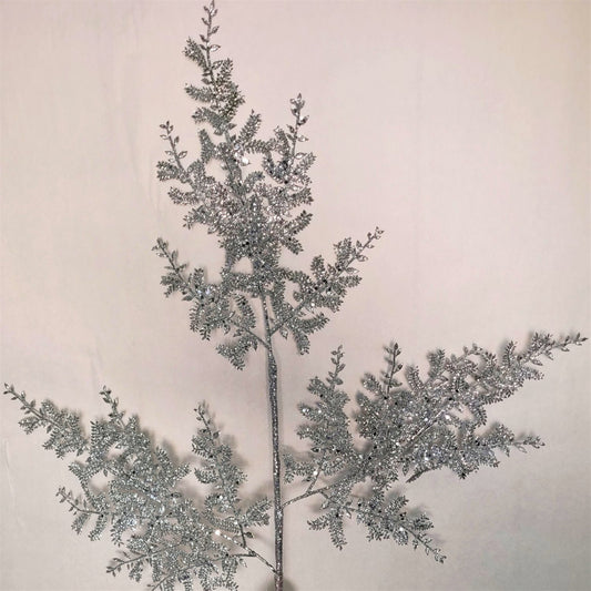 Glittered Fern Spray - Silver 29” | KS
