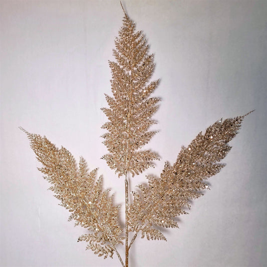 Shimmery Glitter Fern Spray - Champagne 32” | KS