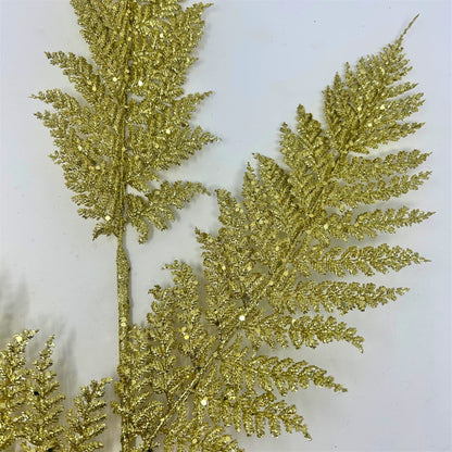 Shimmery Glitter Fern Spray - Gold 32” | KS
