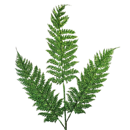 Shimmery Glitter Fern Spray - Green 32” | KS