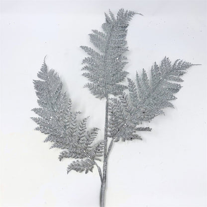 Shimmery Glitter Fern Spray - Silver 32” | KS