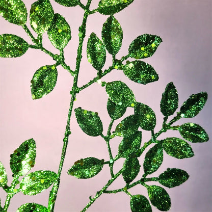 Glitter Tea Leaf Spray - Green 27” | KS