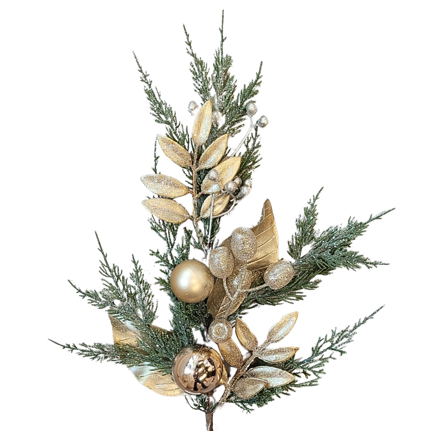 Cedar Mixed Metallic Leaves Spray 22” | QP