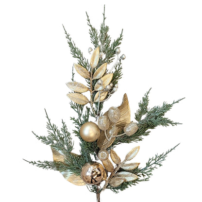 Cedar Mixed Metallic Leaves Spray 22” | QP