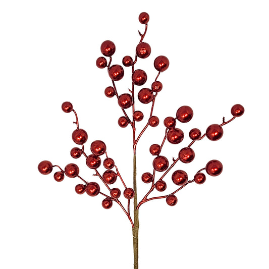 Metallic Christmas Berry Pick - Red 17” | QP