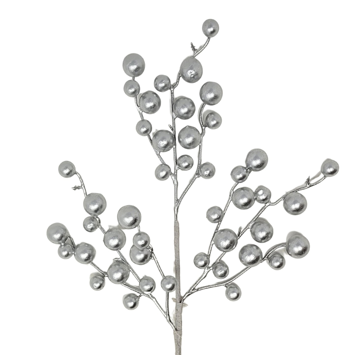 Metallic Christmas Berry Pick - Silver 17” | QP