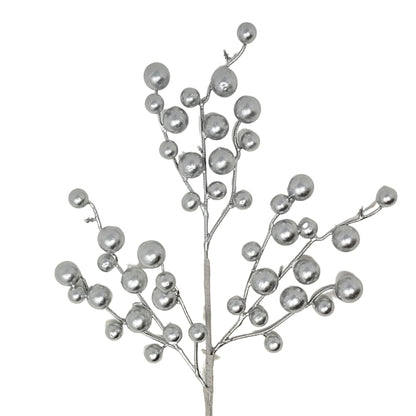 Metallic Christmas Berry Pick - Silver 17” | QP