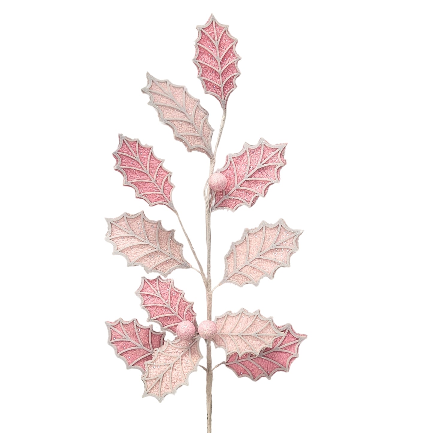 Passionate Pink Velvet Holly Spray 30” | QP