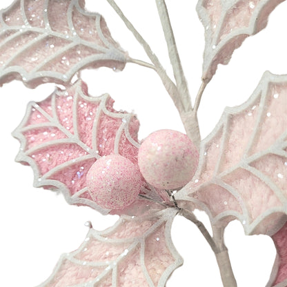 Passionate Pink Velvet Holly Spray 30” | QP