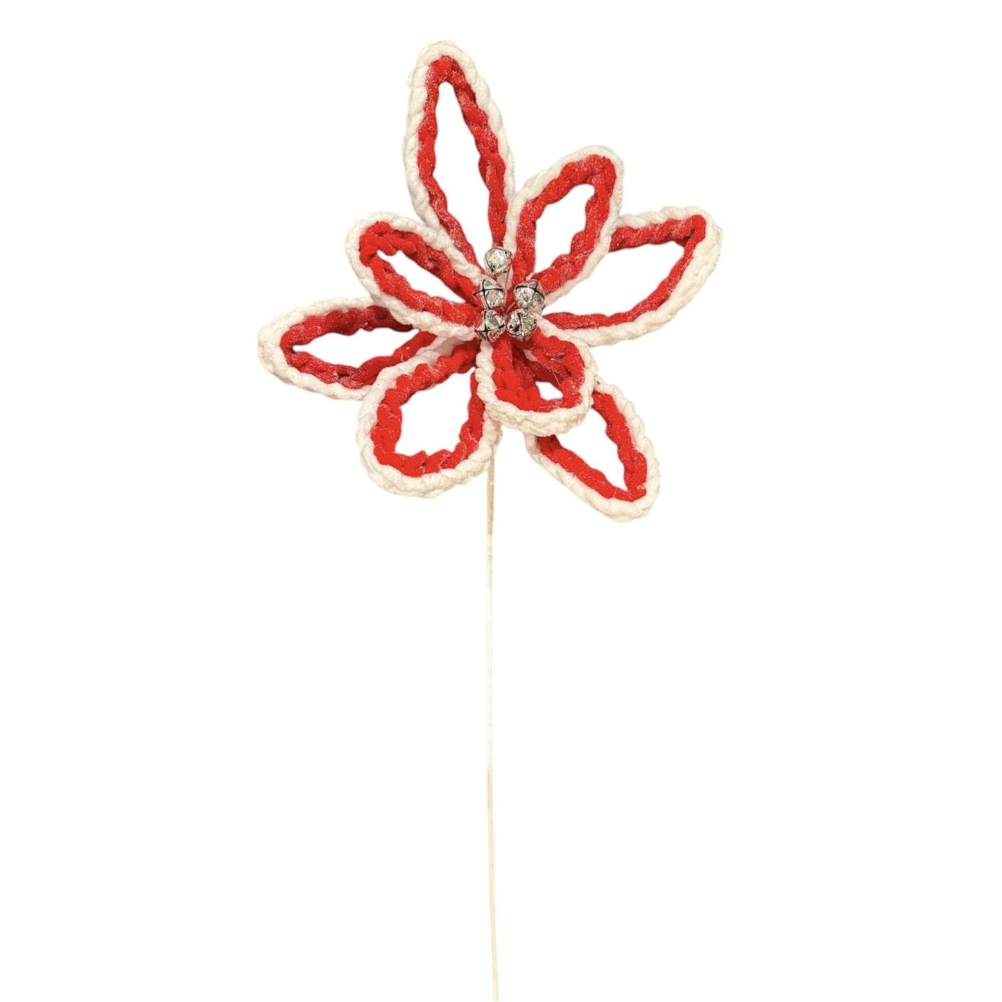 Cable Knit Striped Poinsettia - Red/White 30” | QP