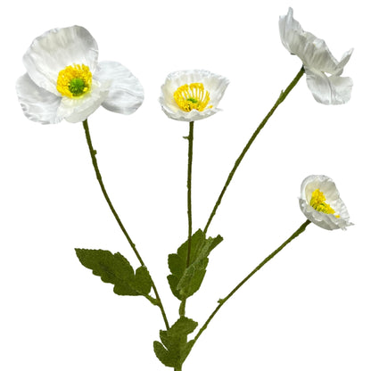 Mini Field Poppy Spray x 4 - 23" - White