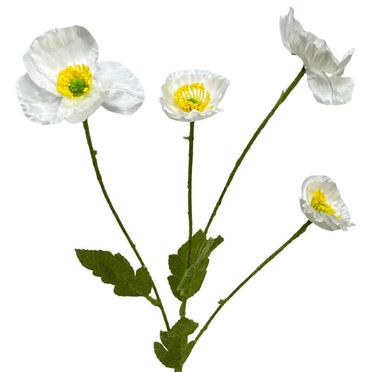 Mini Field Poppy Spray x 4 - 23" - White