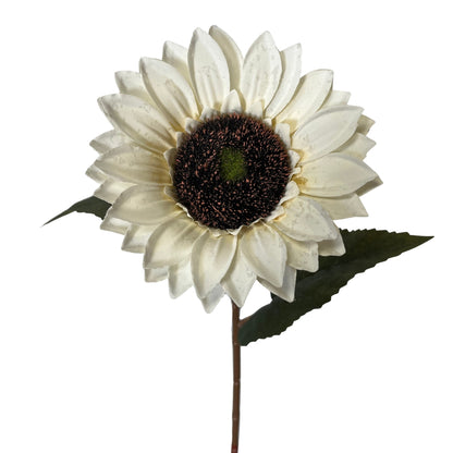 Vintage Fabric Sunflower Stem 27" - Ivory
