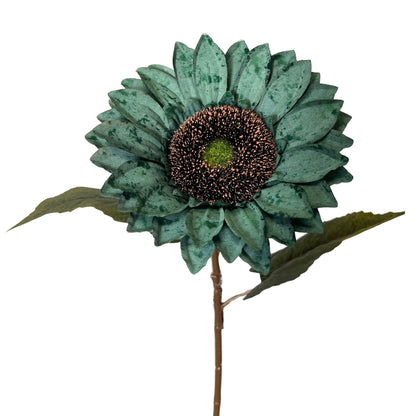 Vintage Fabric Sunflower Stem 27" - Teal