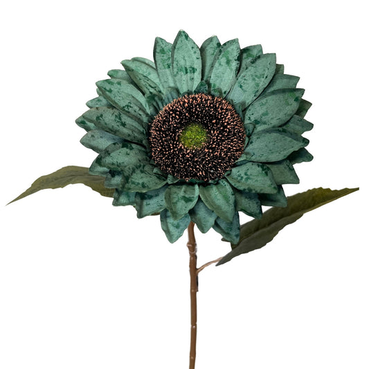 Vintage Fabric Sunflower Stem 27" - Teal