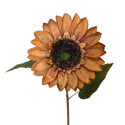 Vintage Fabric Sunflower Stem 27" - Tan