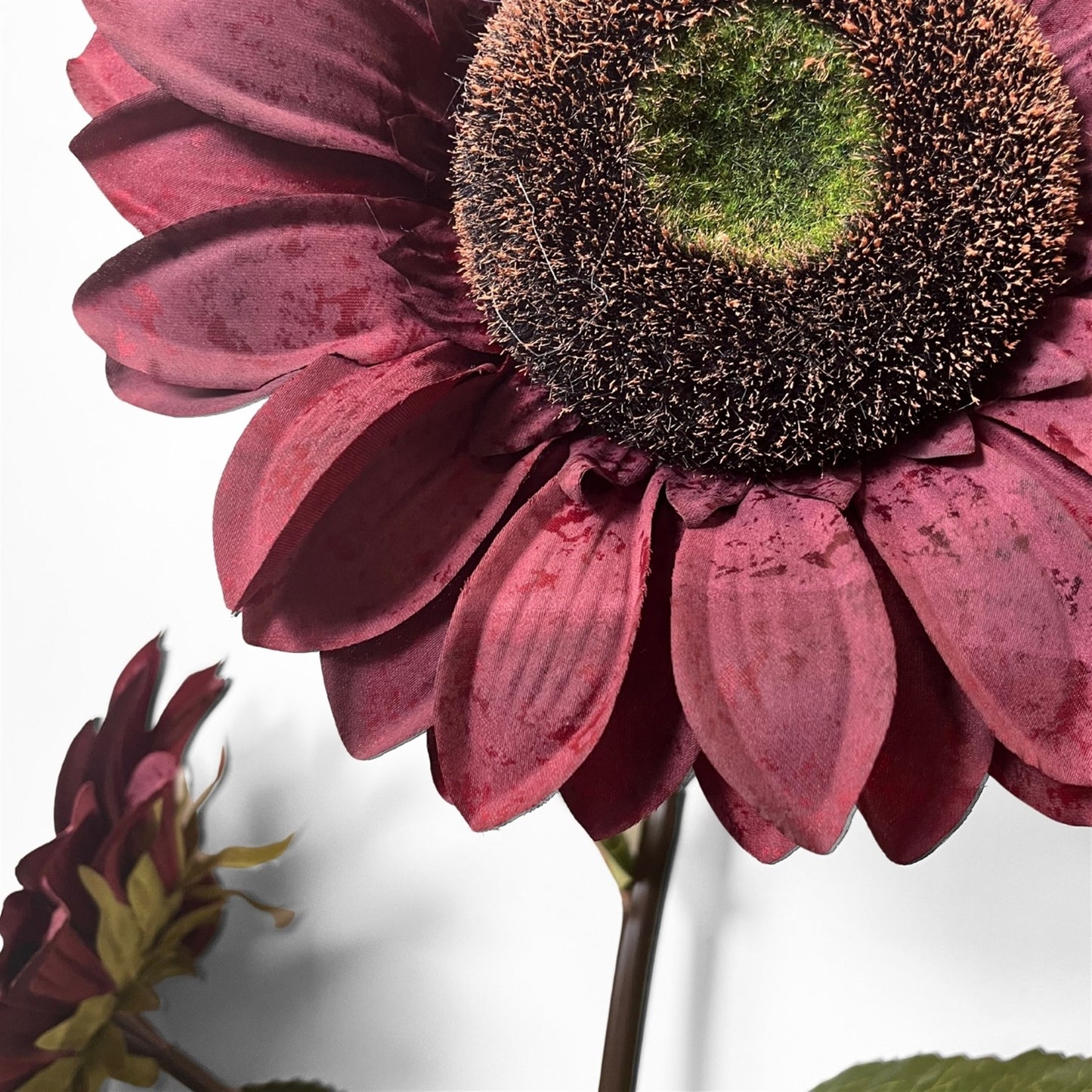 Vintage Fabric Sunflower Spray x 3 - 52" - Burgundy