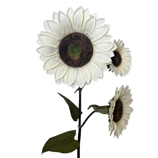 Vintage Fabric Sunflower Spray x 3 - 52" - Ivory