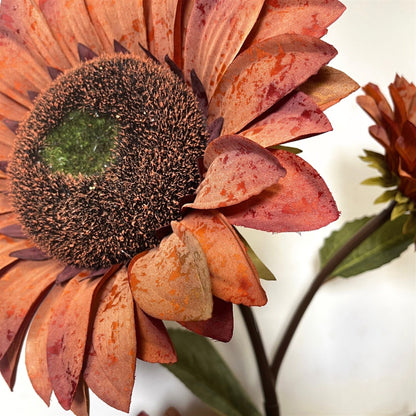 Vintage Fabric Sunflower Spray x 3 - 52" - Rust