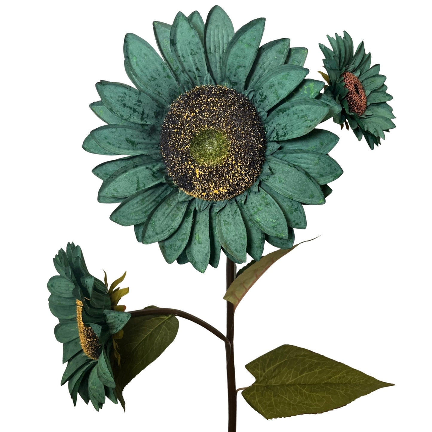 Vintage Fabric Sunflower Spray x 3 - 52" - Teal