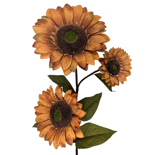 Vintage Fabric Sunflower Spray x 3 - 52" - Tan