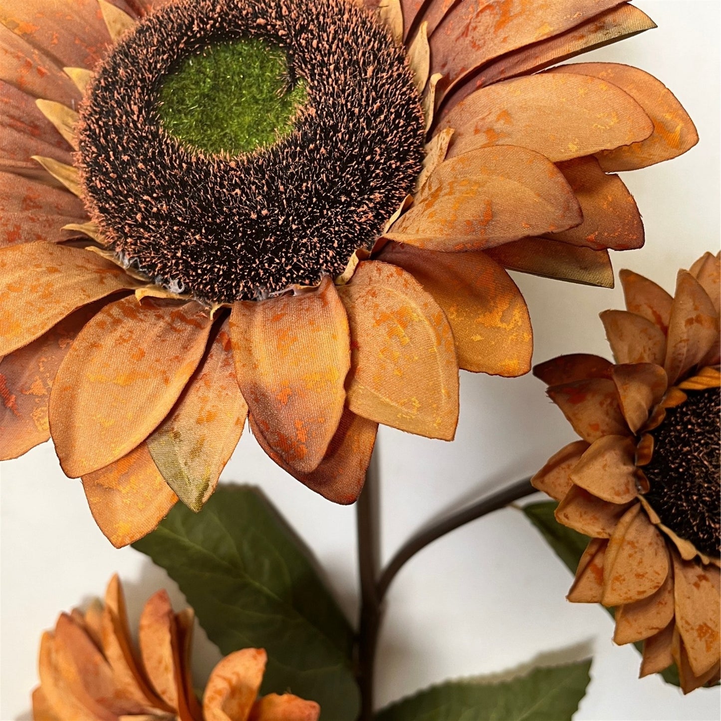 Vintage Fabric Sunflower Spray x 3 - 52" - Tan