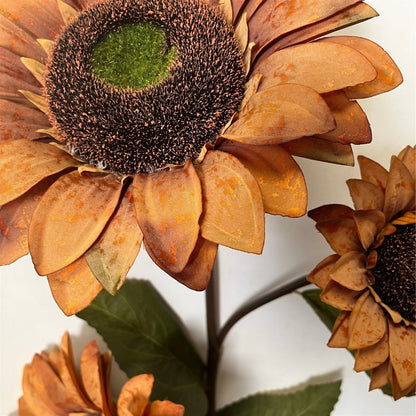 Vintage Fabric Sunflower Spray x 3 - 52" - Tan