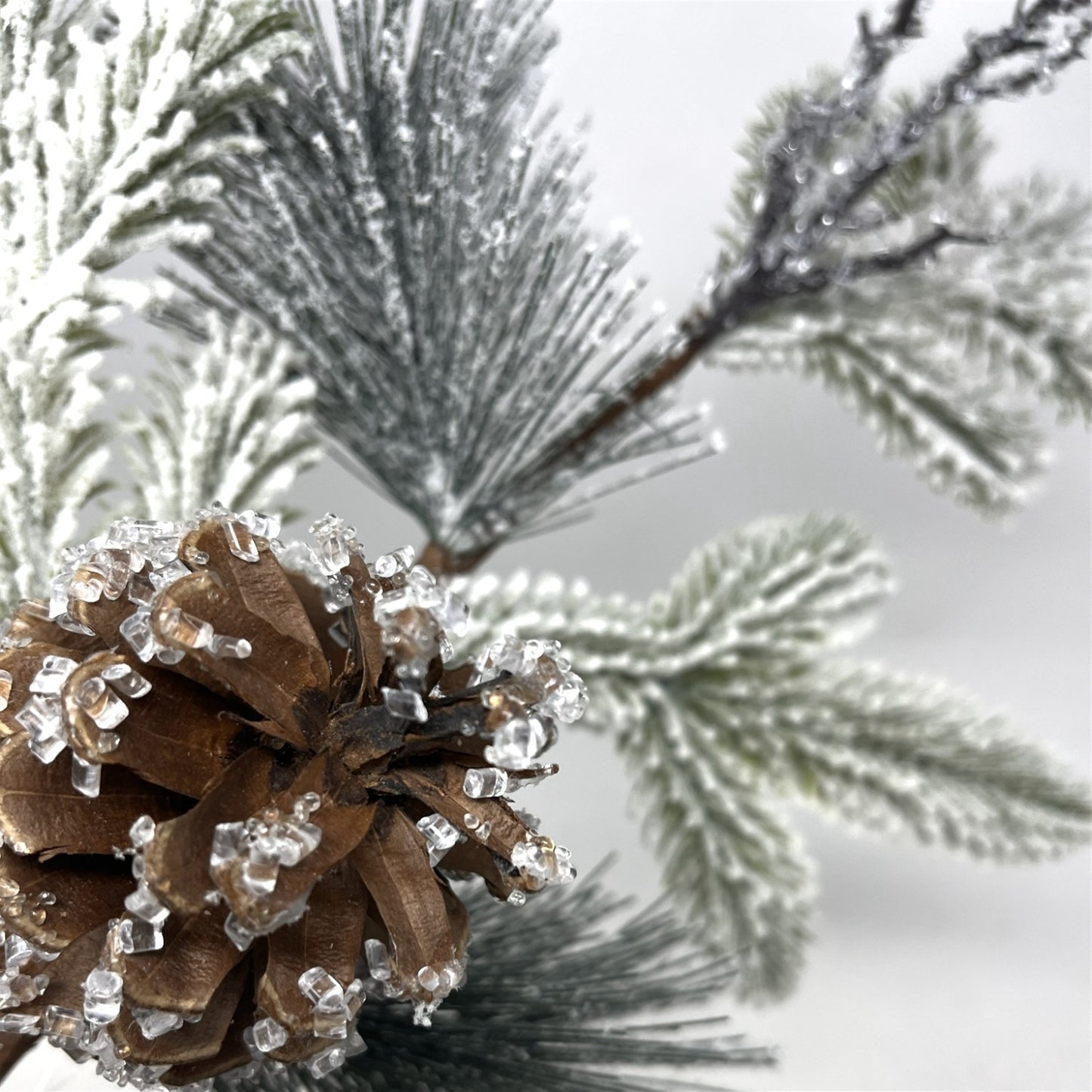 Snowed Pine Iced Twig/Cone Spray 25" | KS