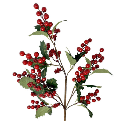 Christmas Traditions Holly Berry Spray w/ Gold Veins 24" | KS
