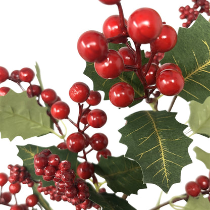 Christmas Traditions Holly Berry Spray w/ Gold Veins 24" | KS