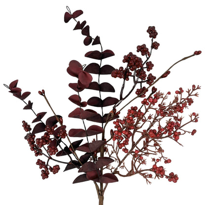 Mixed Berry Boxwood Spray Burgundy/Red 18" | KS
