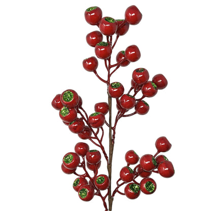 Glittered Center Pod Berry Spray 24" - Red/Green | KS